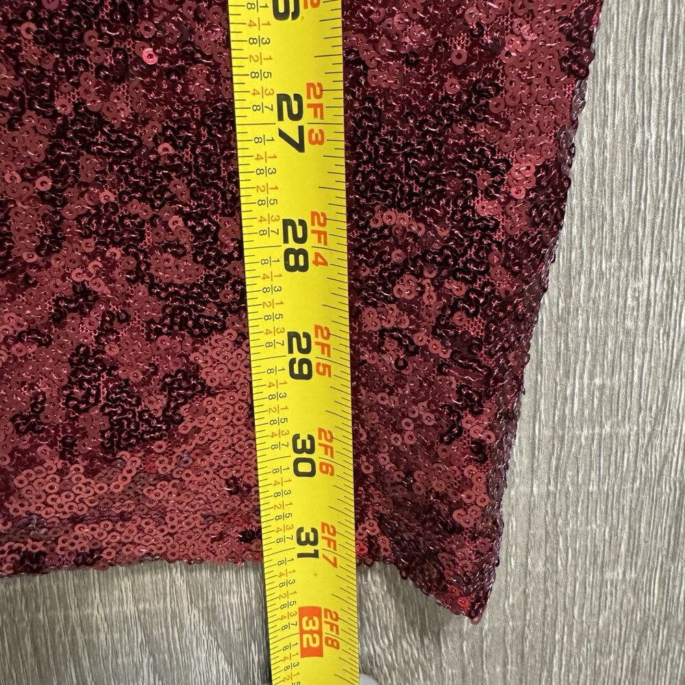 City Chic Burgundy Sequin Mini Dress Size 22 Sleeveless Cocktail Party Glam - Picture 16 of 16
